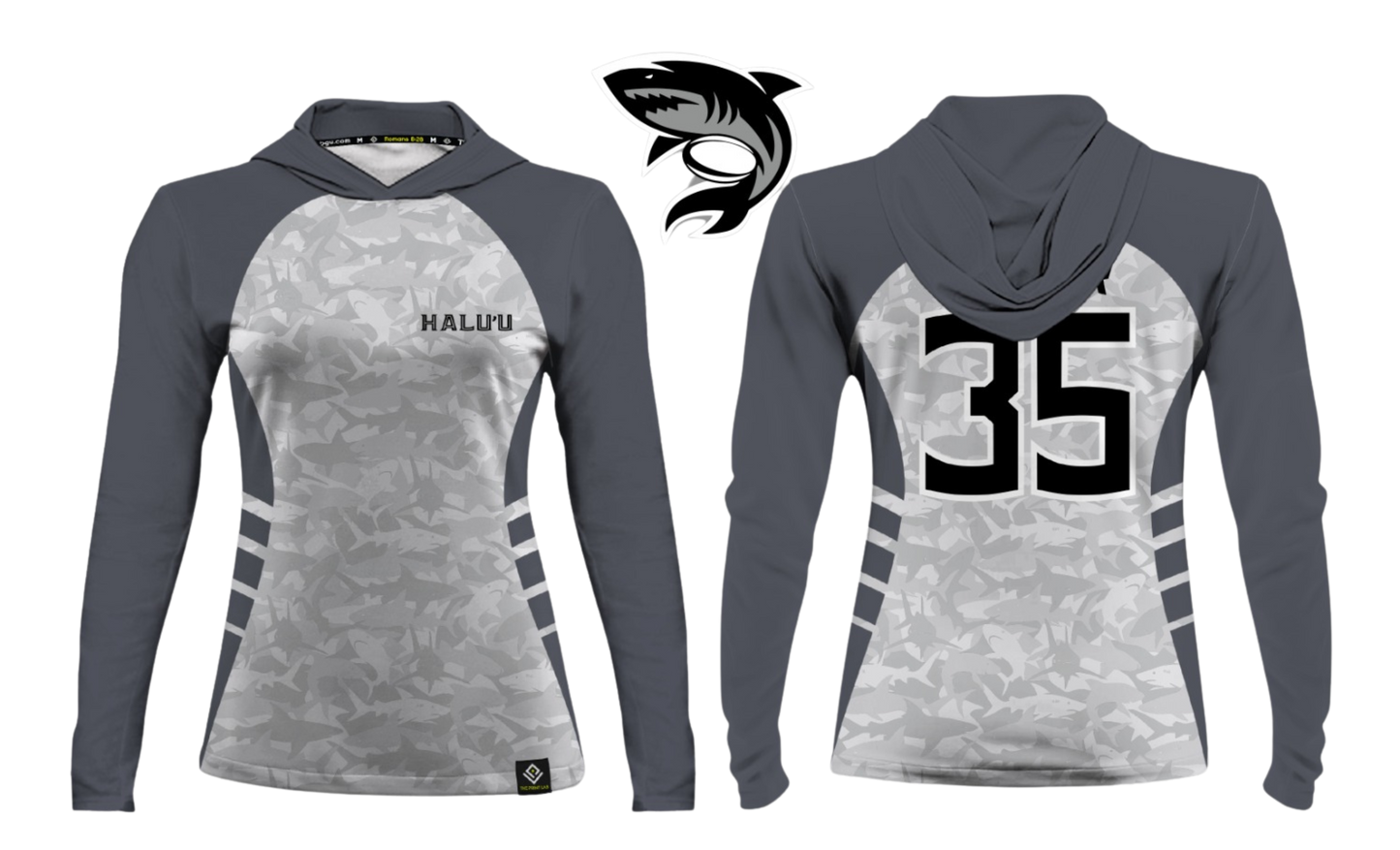 HALU'LU - SSHS RUGBY Sublimated Women's Long Sleeve with Hood (Gray)