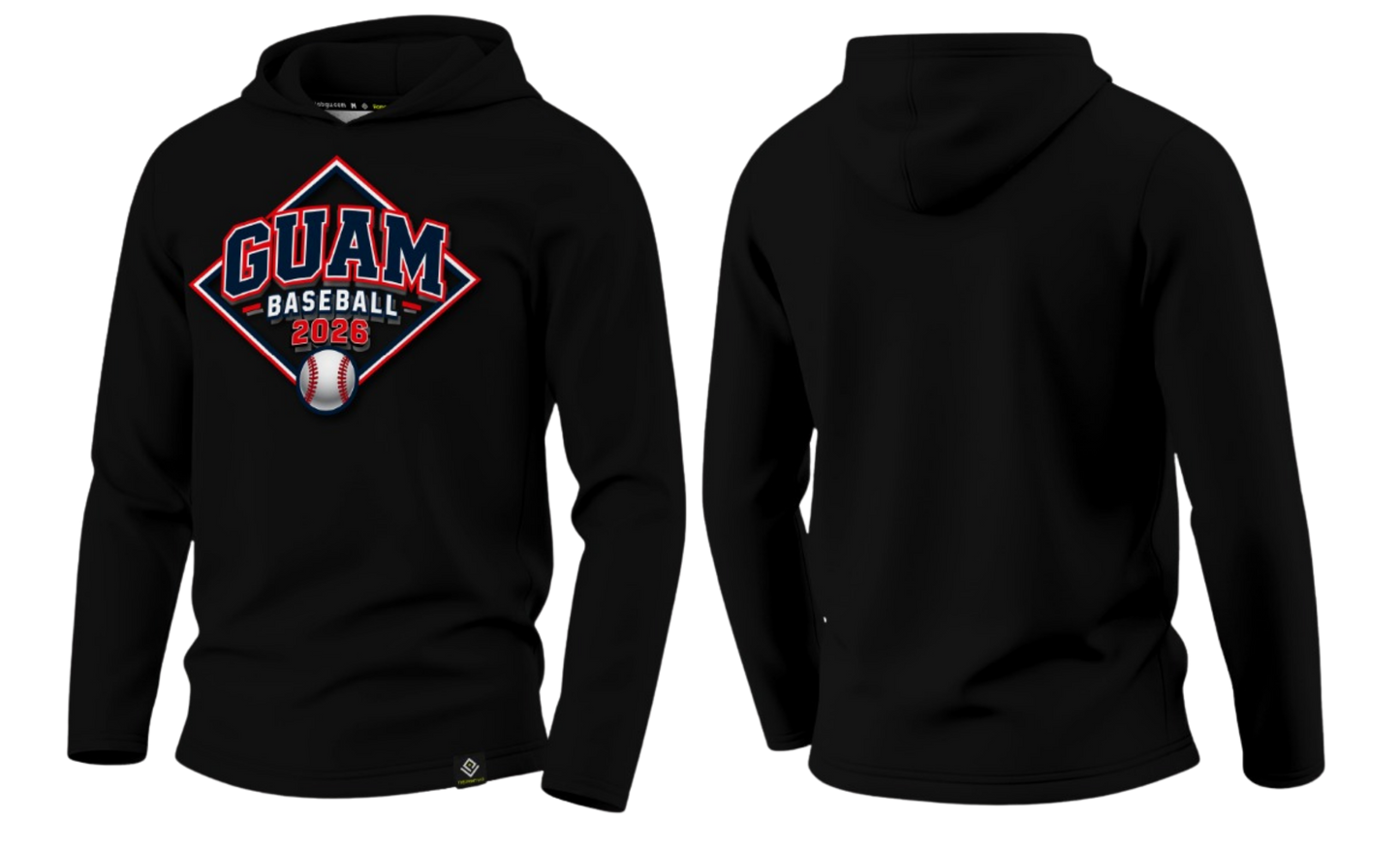 GUAM LITTLE LEAGUE Sublimated Men's Long Sleeve with Hood (Front Logo - Black)