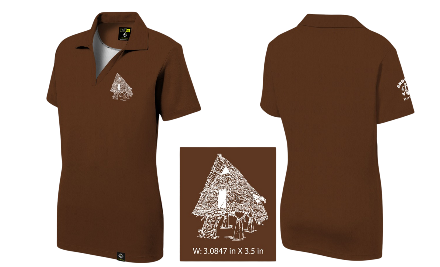 ANDERSEN FAMILY HOUSING Sublimated Women's V-neck Polo (Brown)