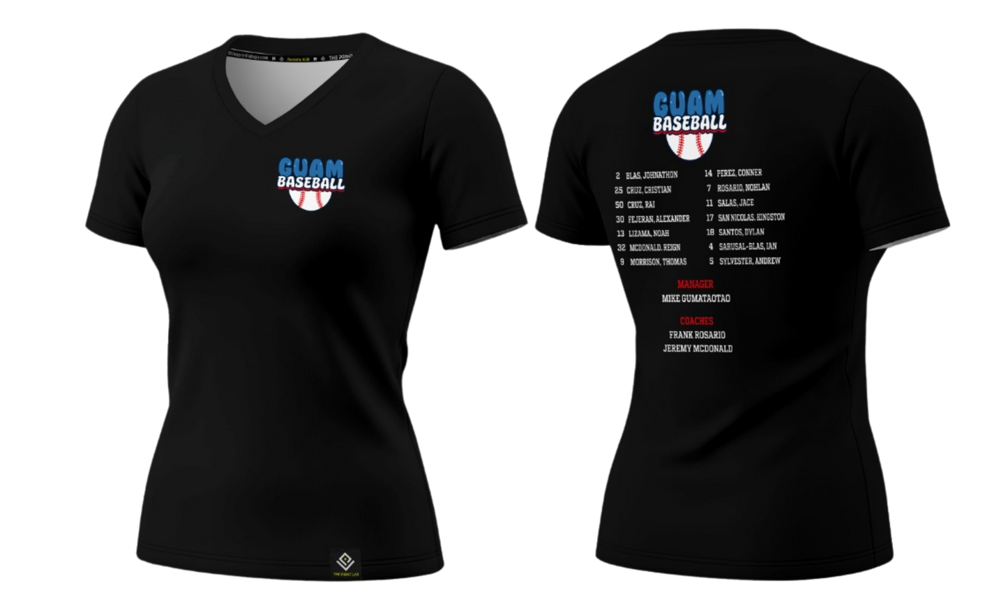 GUAM LITTLE LEAGUE Sublimated Women's T-shirt (Rosters - Black)