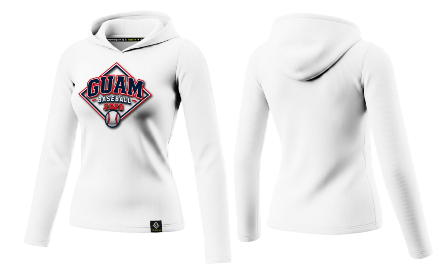 GUAM LITTLE LEAGUE Sublimated Women's Long Sleeve with Hood (Front Logo - White)