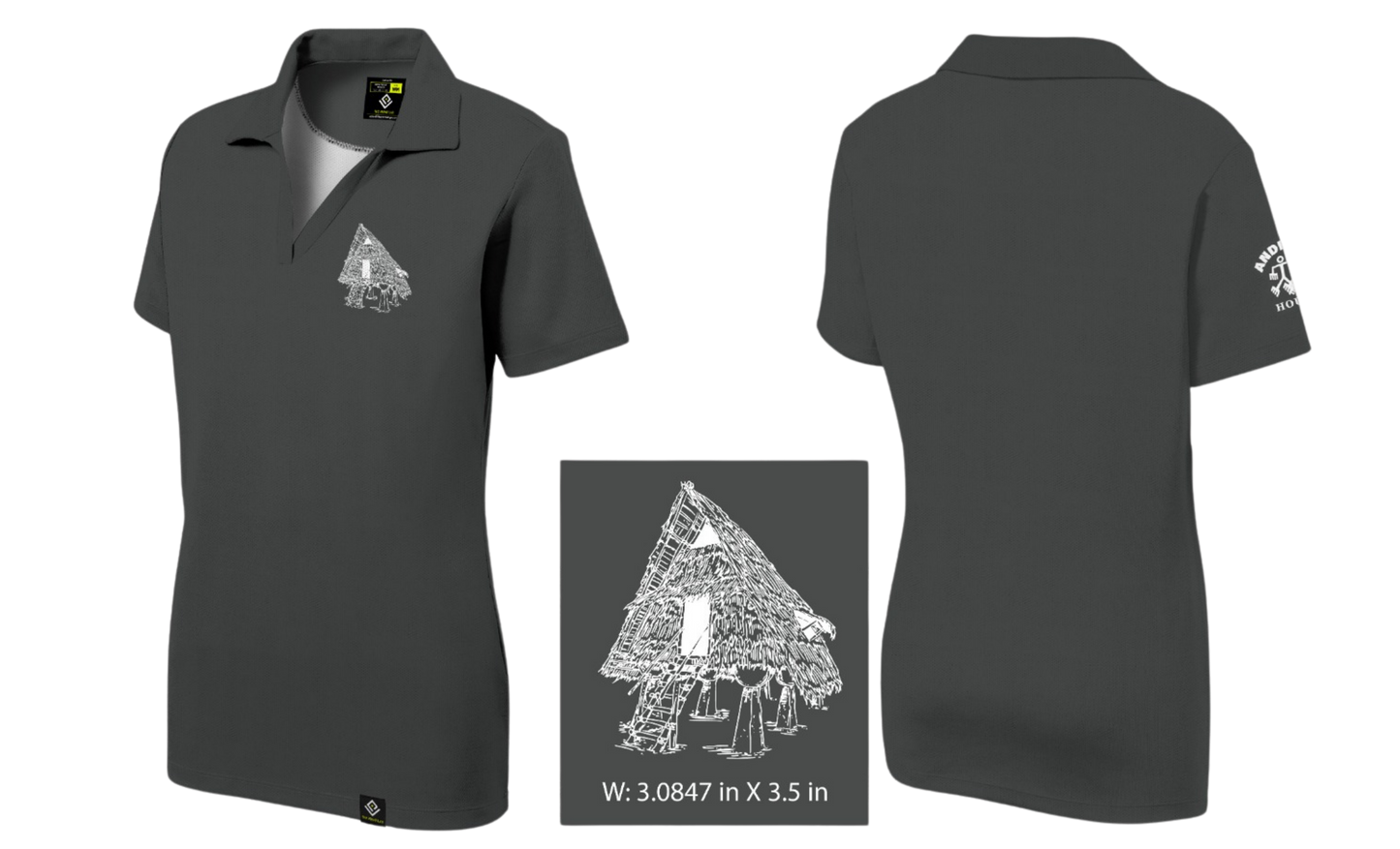 ANDERSEN FAMILY HOUSING Sublimated Women's V-neck Polo (Gray)