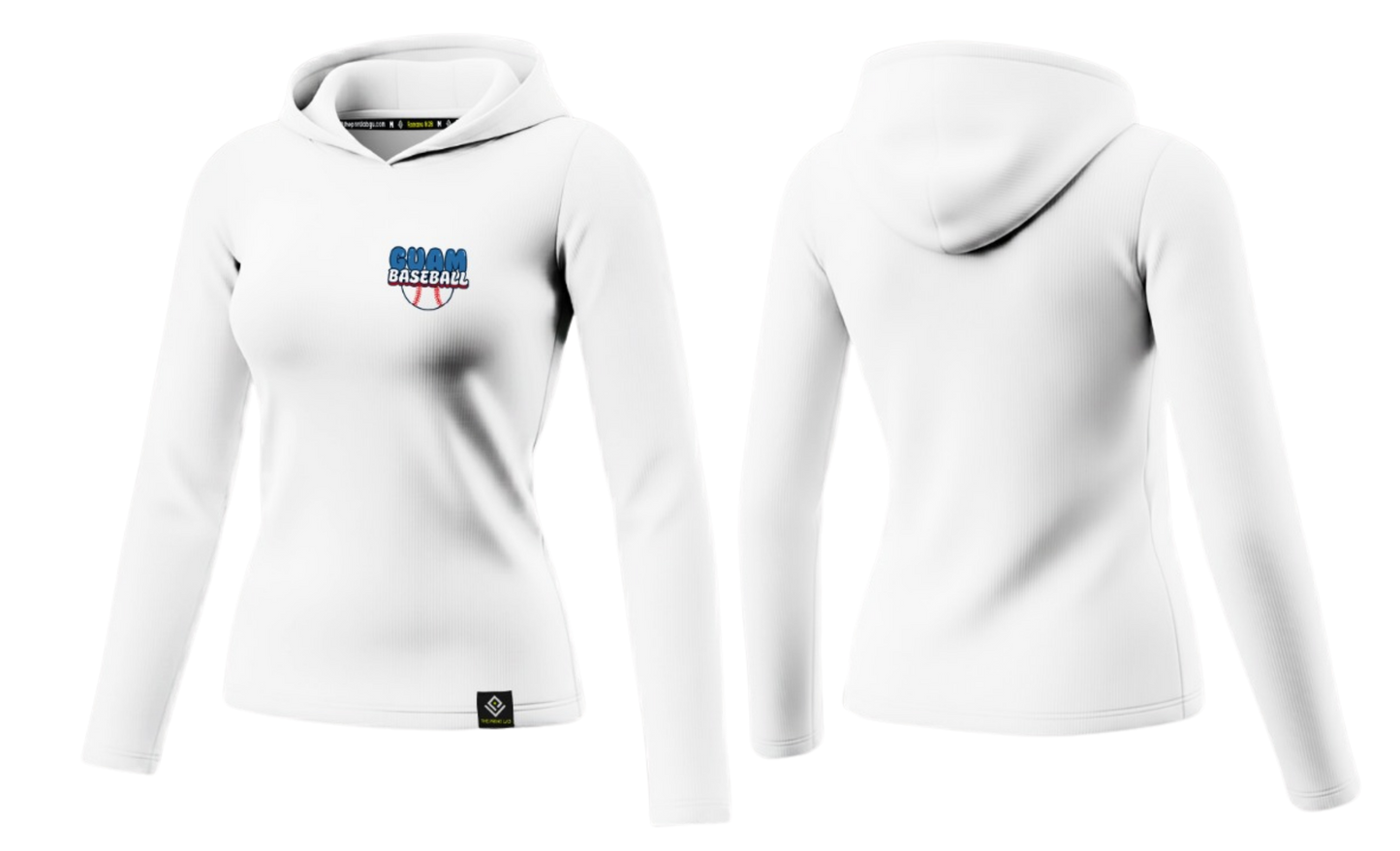 GUAM LITTLE LEAGUE Sublimated Women's Long Sleeve with Hood (Crest Logo - White)