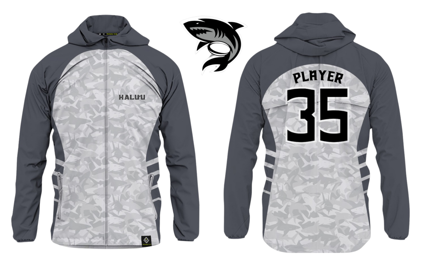 HALU'LU - SSHS RUGBY Sublimated Lightweight Windbreaker Jacket (Gray)