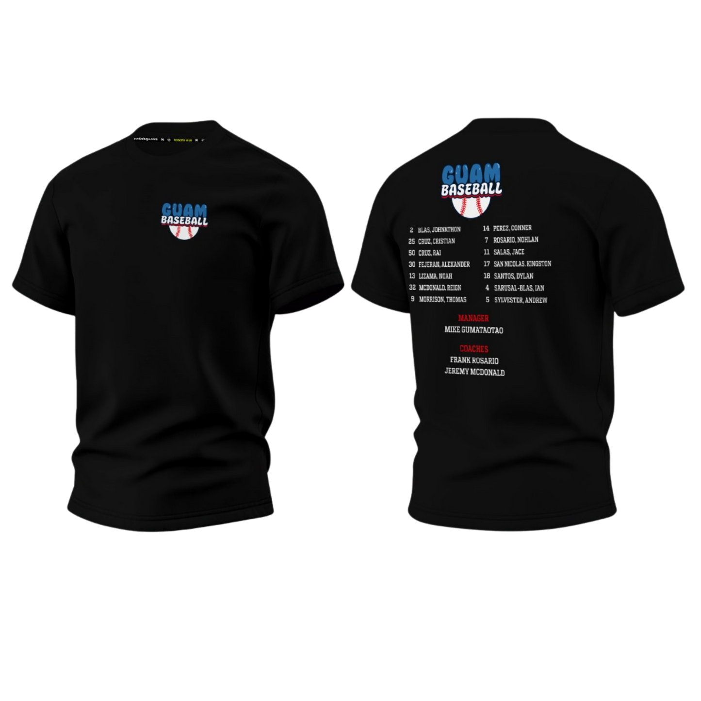 GUAM LITTLE LEAGUE 2026 Screen Print T-shirt (Black - With Names)