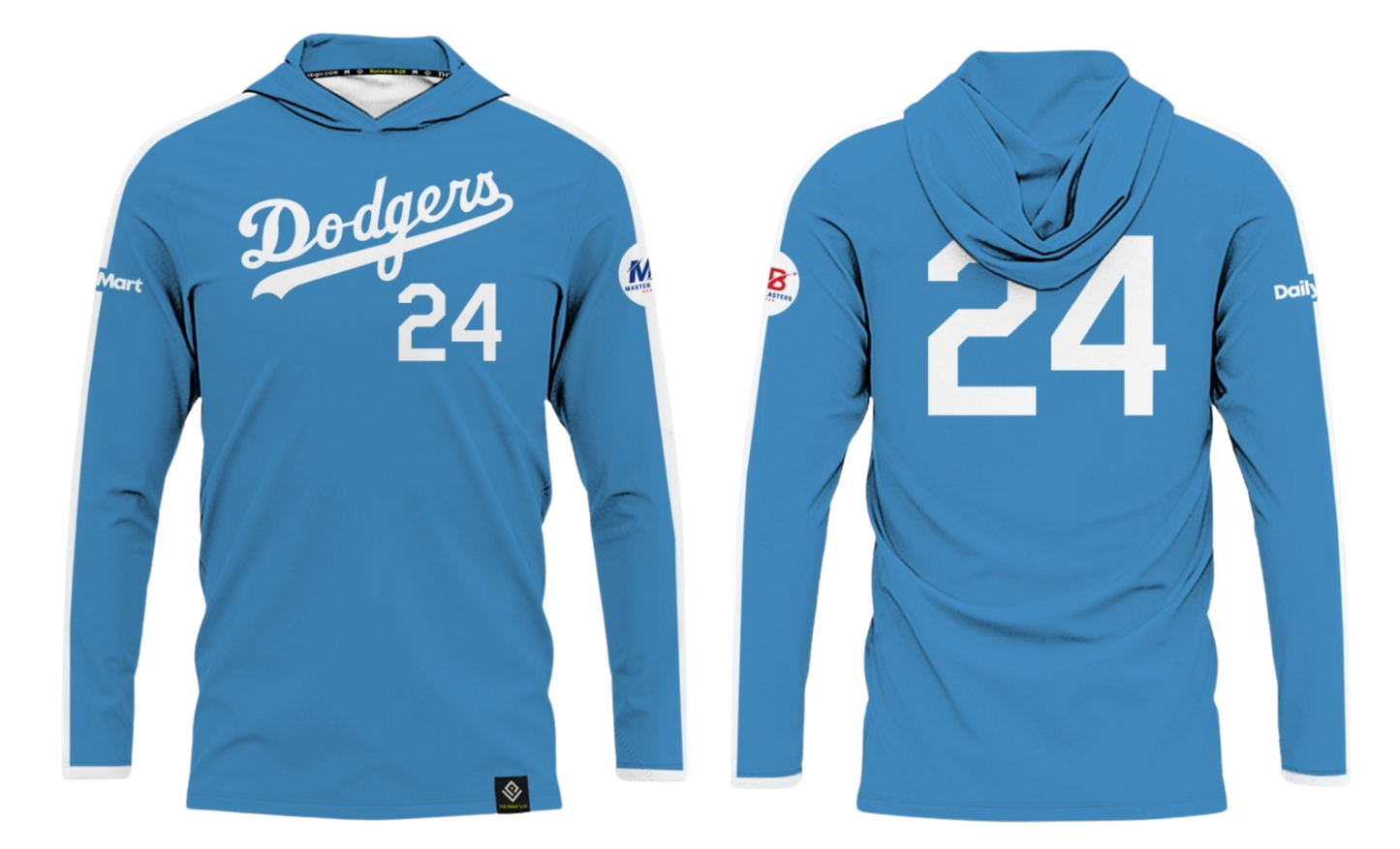 GUAM DODGERS Sublimated Men's Long Sleeve with Hood (Light Blue)