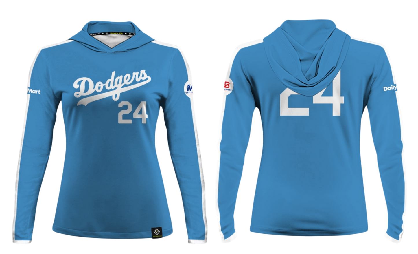 GUAM DODGERS Sublimated Women's Long Sleeve with Hood (Light Blue)