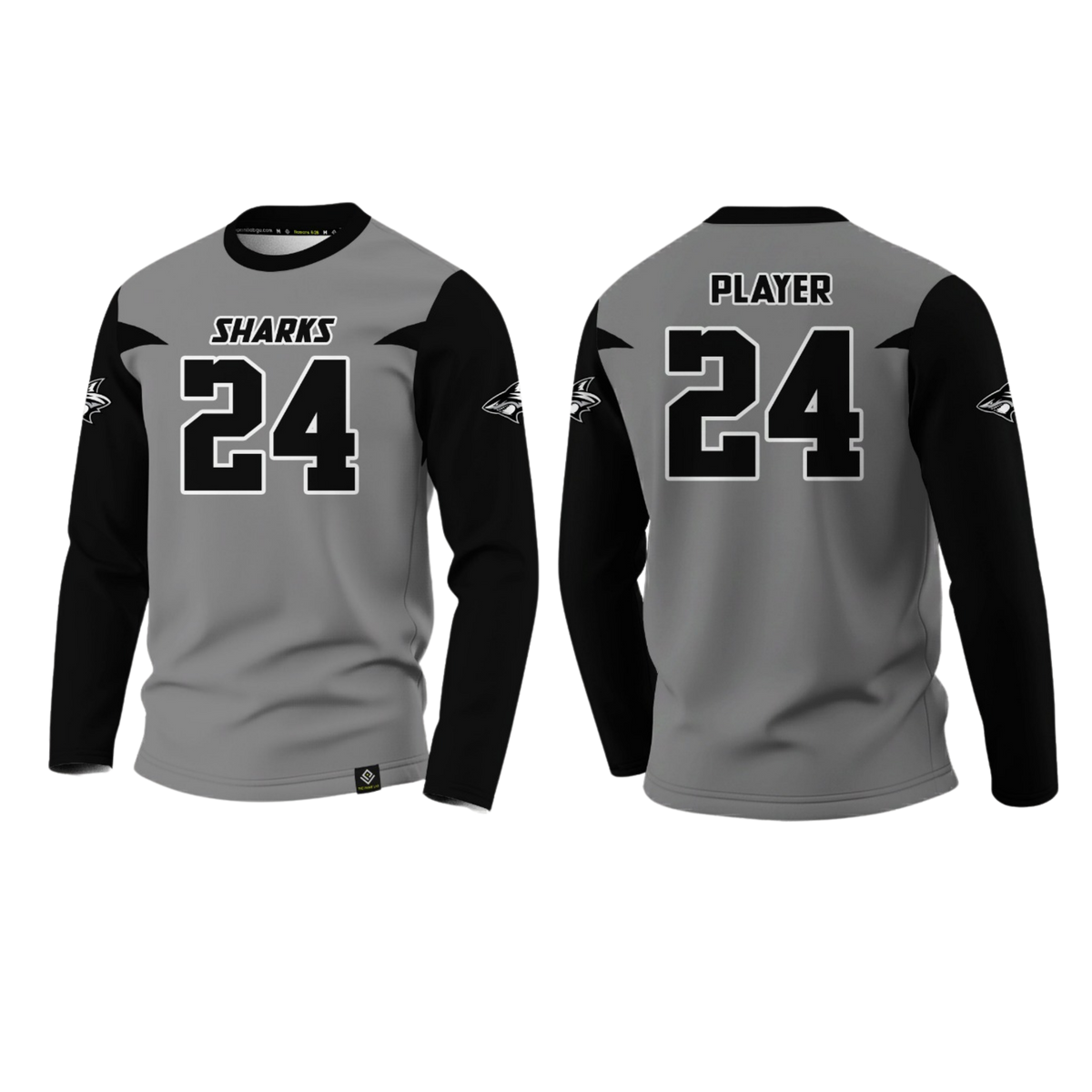 SIMON SANCHEZ FOOTBALL Sublimated Men's Long Sleeve (Gray & Black)