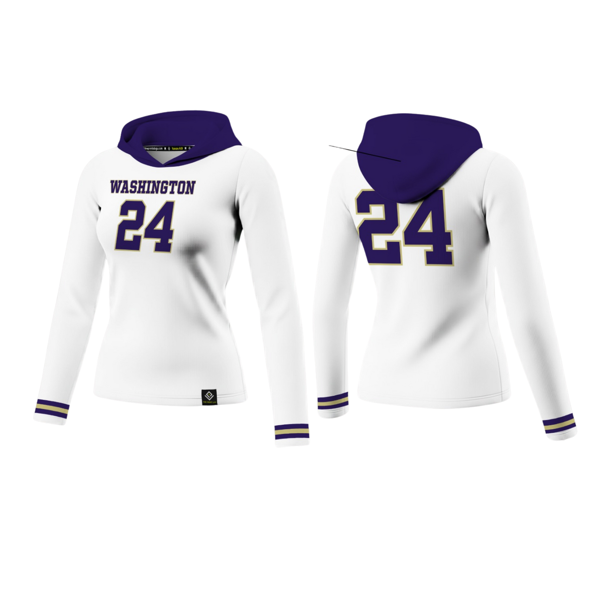 GW FOOTBALL Sublimated Women's Long Sleeve with Hood (Black)