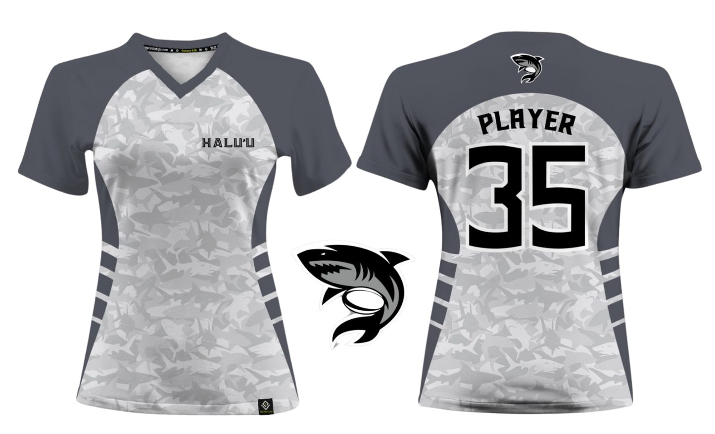 HALU'LU - SSHS RUGBY Sublimated Women's V-neck T-shirt (Gray)