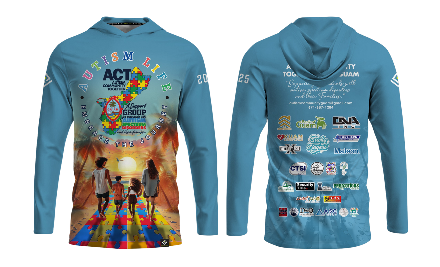 AUTISM COMMUNITY TOGETHER Sublimated Men's Long Sleeve with Hood