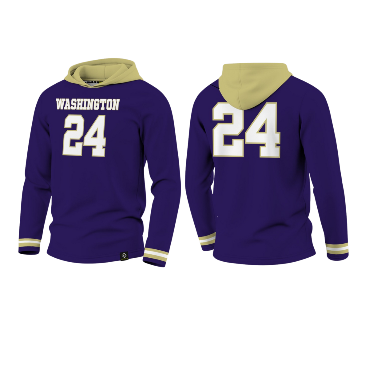 GW FOOTBALL Sublimated Men's Long Sleeve with Hood (Purple)