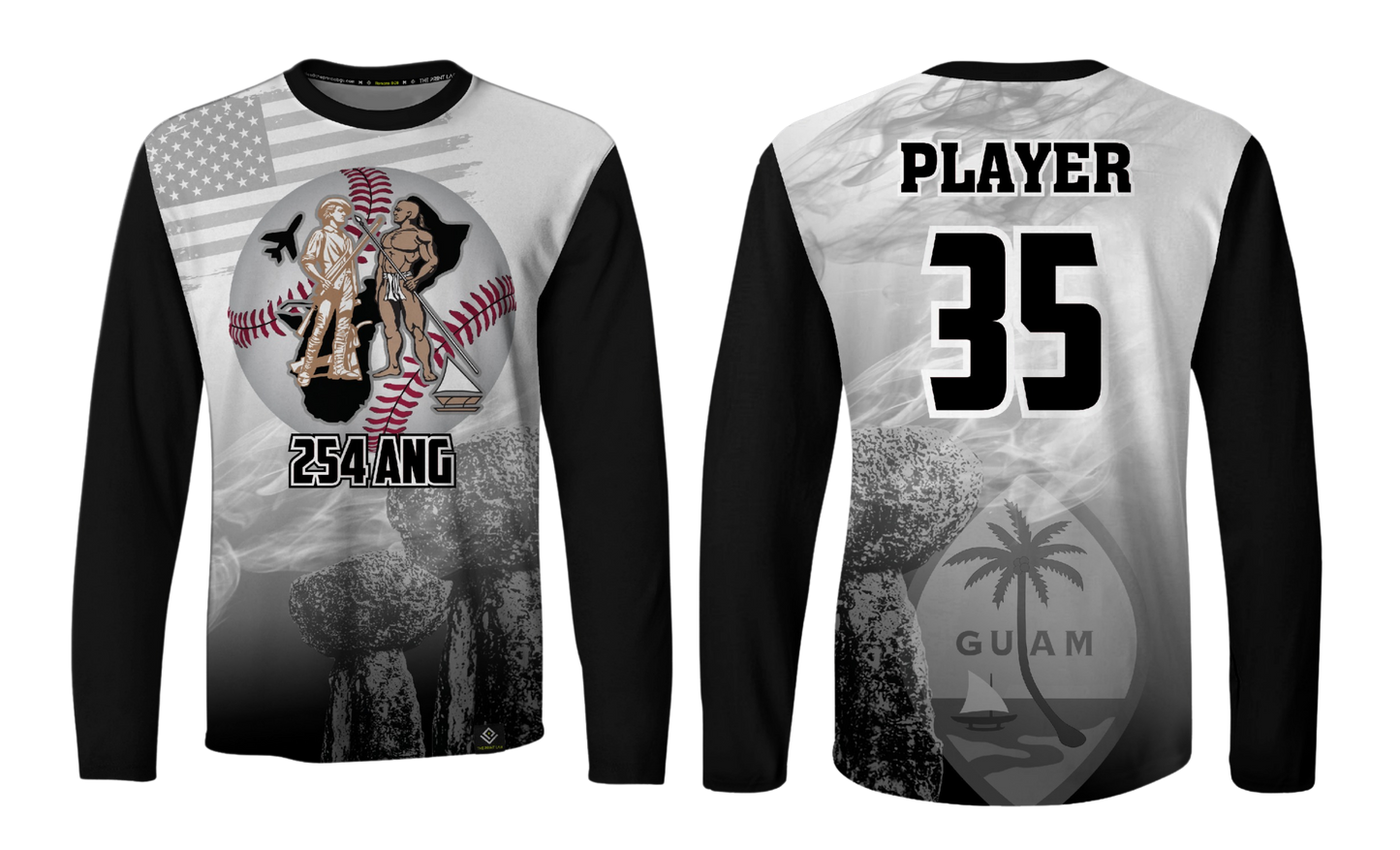 AIR NATIONAL GUARD SOFTBALL Sublimated Men's Long Sleeve (Black & Gray)