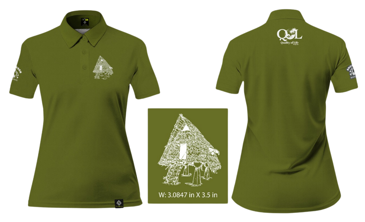ANDERSEN FAMILY HOUSING Sublimated Women's Polo (Olive Green)