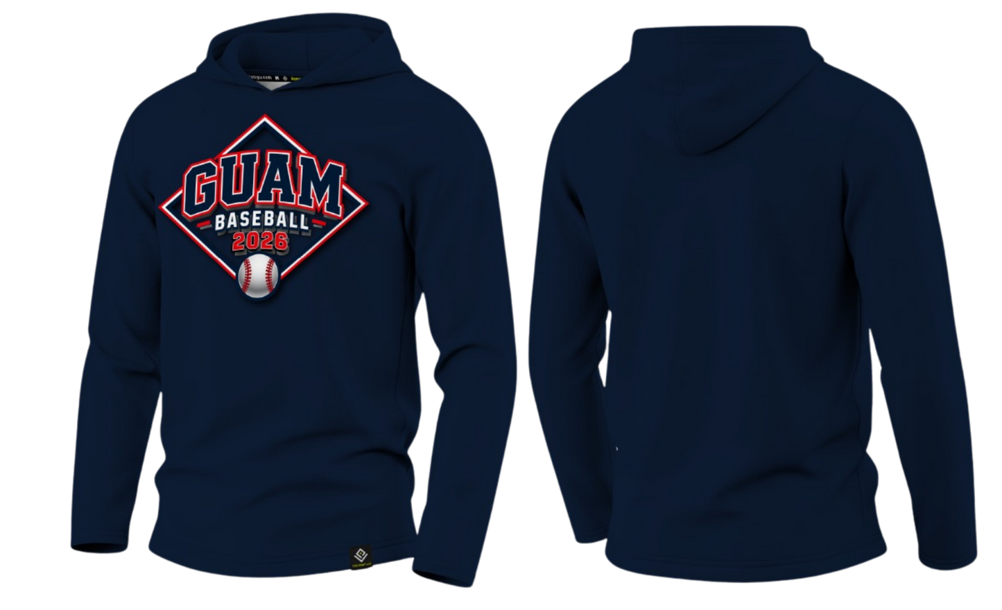 GUAM LITTLE LEAGUE Sublimated Men's Long Sleeve with Hood (Front Logo - Blue)
