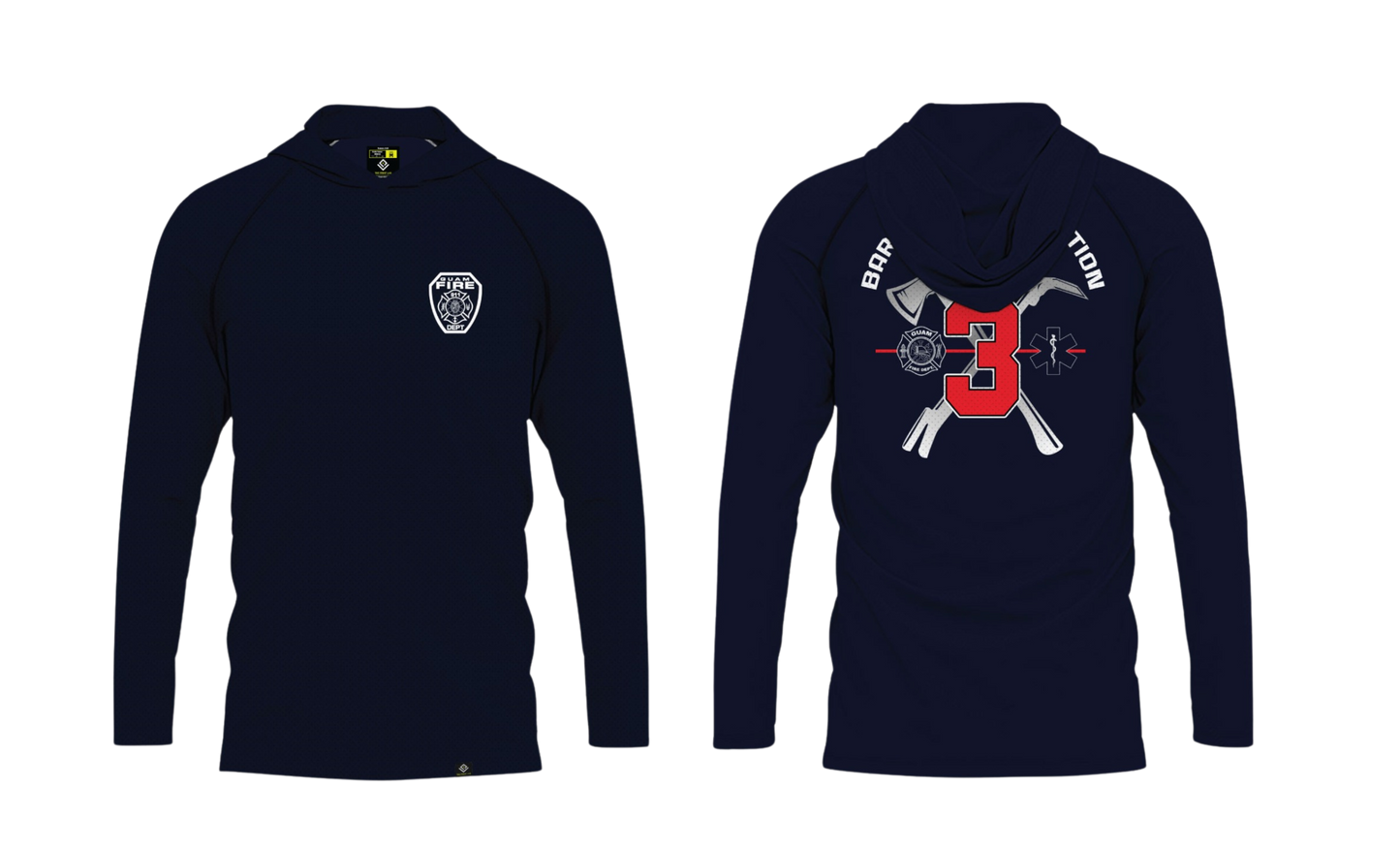GUAM FIRE DEPARTMENT - Barrigada Fire Station - Sublimated Raglan Long Sleeve with Hood