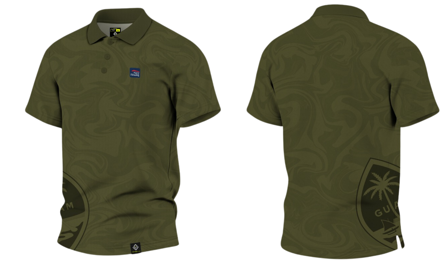 NAVAL BASE HOUSING GUAM Sublimated Men's Polo (Army Green)