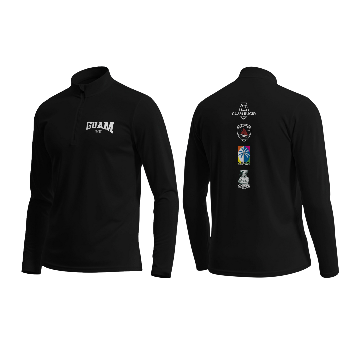 GUAM RUGBY Men's Quarter Zipper Long Sleeve (Black)