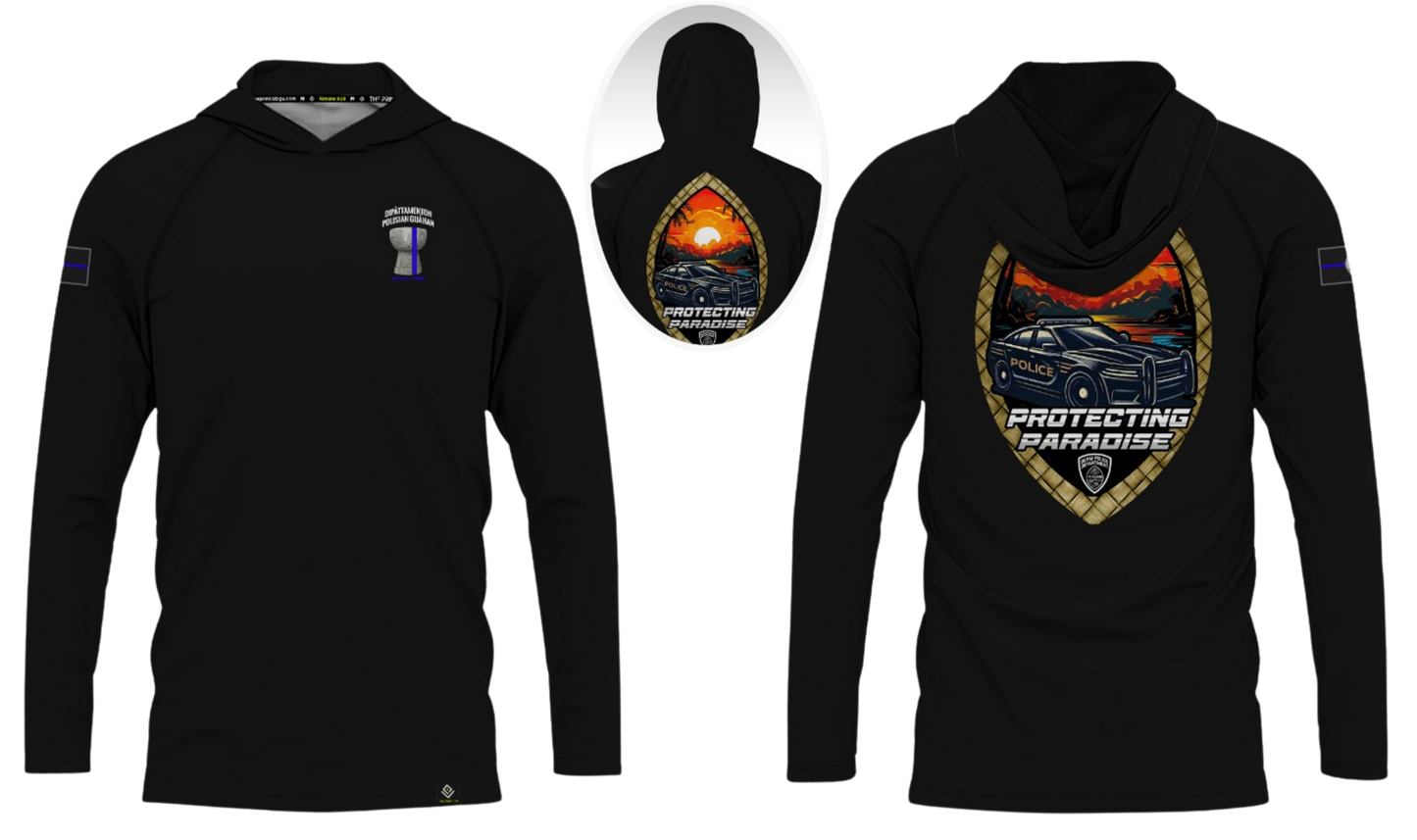 GUAM POLICE DEPARTMENT Sublimated Long Sleeve Raglan with Hood (Black)