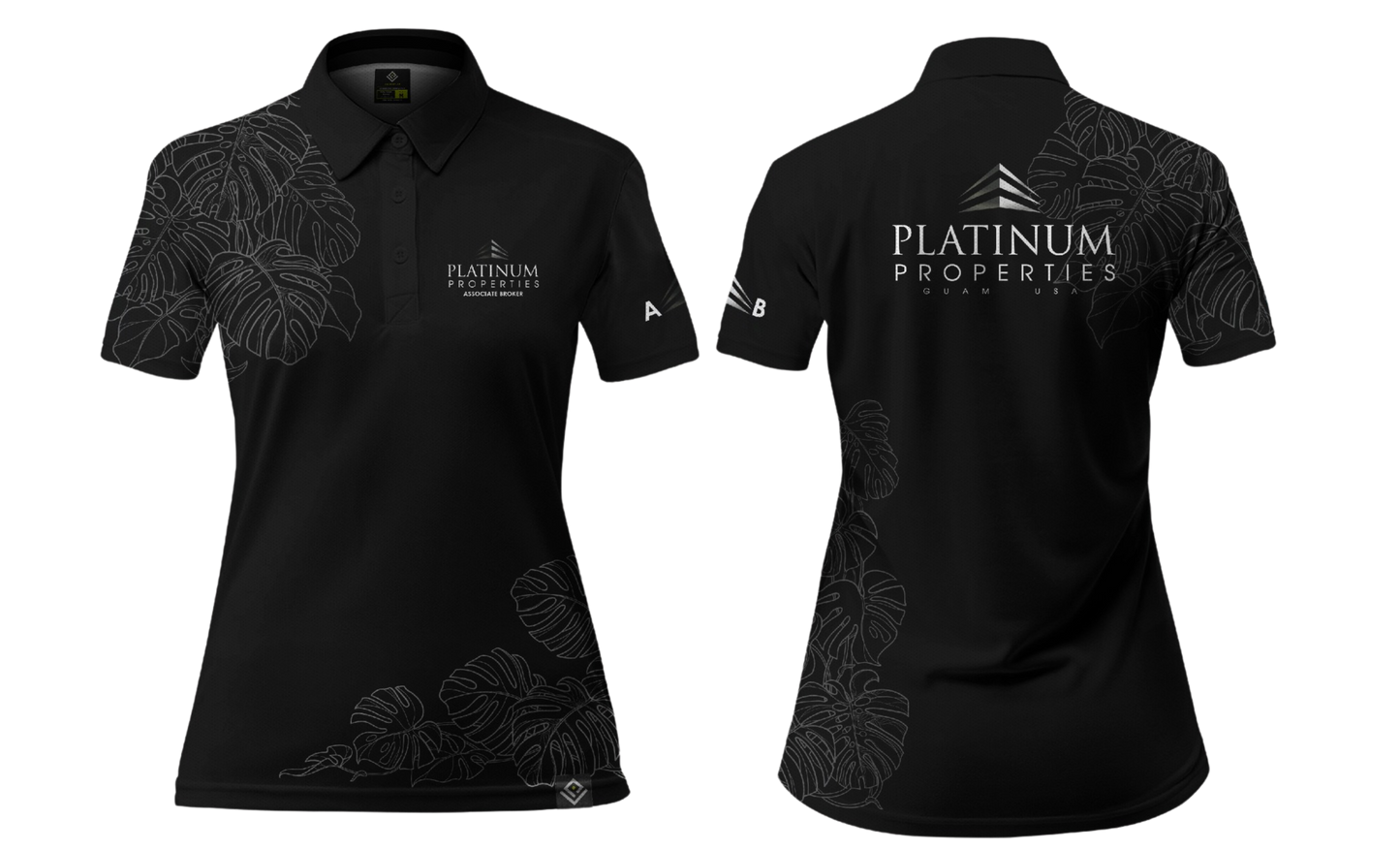 PLATINUM PROPERTIES Sublimated Women's Polo Shirt - AB (Monstera Leaves Design)