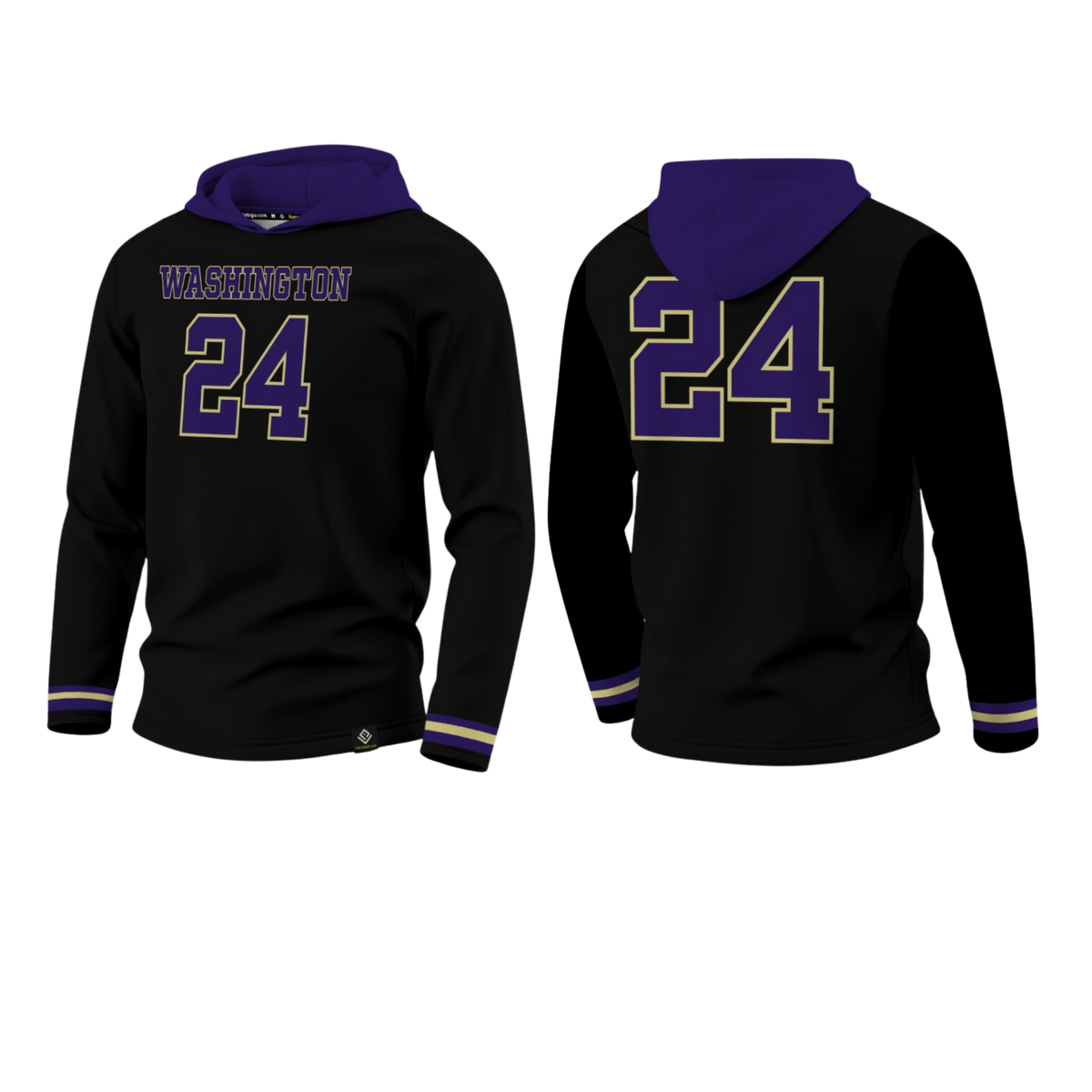 GW FOOTBALL Sublimated Men's Long Sleeve with Hood (Black)