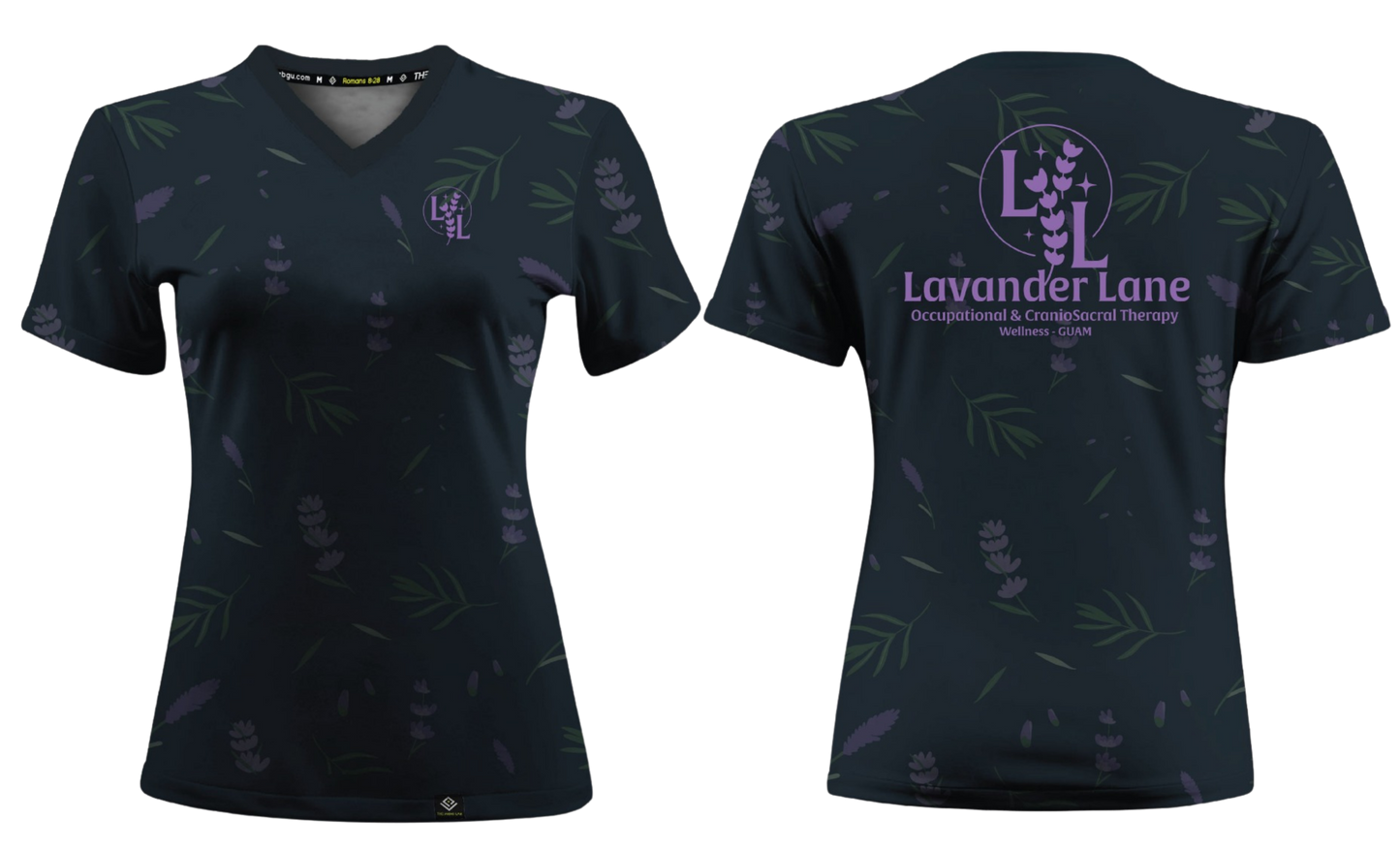 LAVENDER LANE - Women's Sublimated V-Neck Short Sleeve (Blue-Gray)