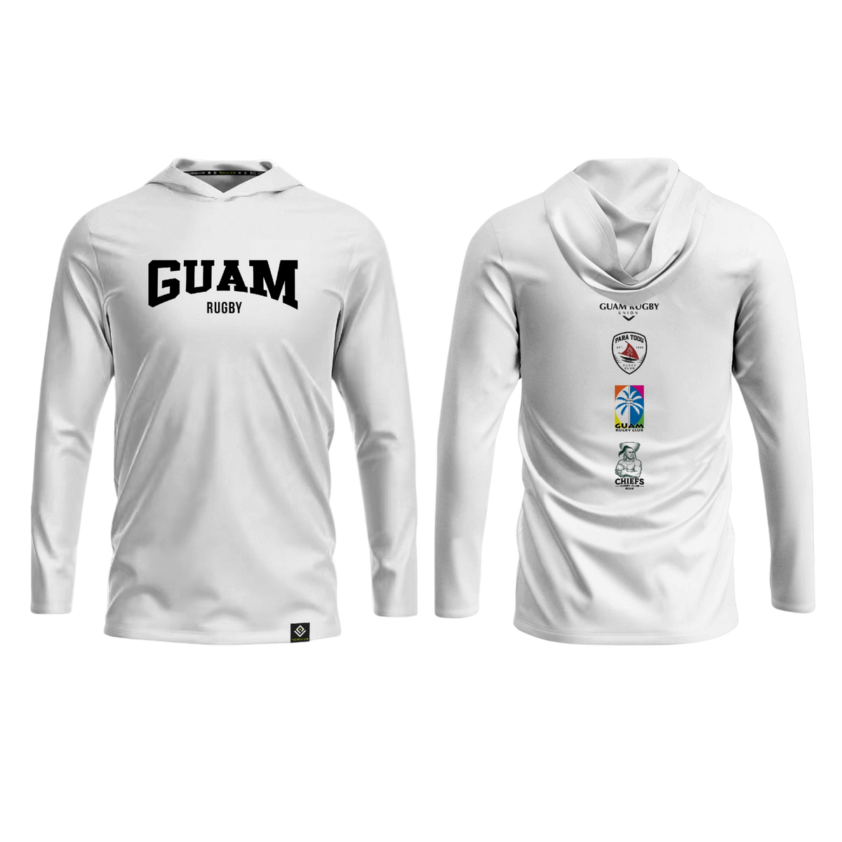 GUAM RUGBY Men's Long Sleeve with Hood (White)