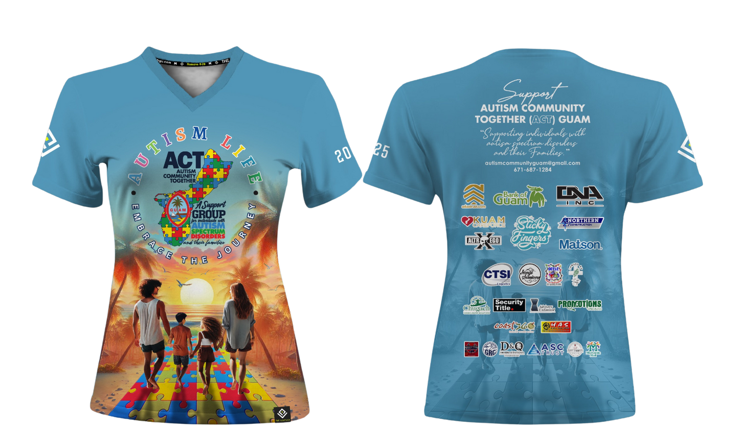 AUTISM COMMUNITY TOGETHER Sublimated Women's V-neck T-shirt
