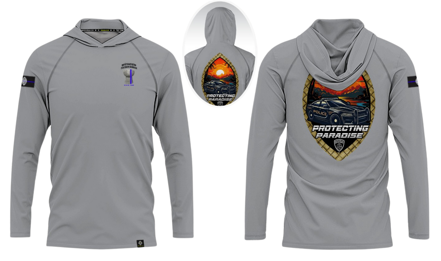 GUAM POLICE DEPARTMENT Sublimated Long Sleeve Raglan with Hood (Gray)