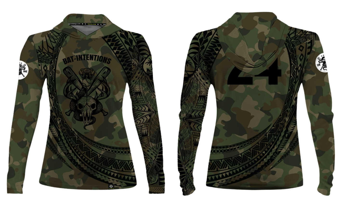 BAT INTENTIONS Sublimated Dri Fit Women's Long Sleeve with Hood