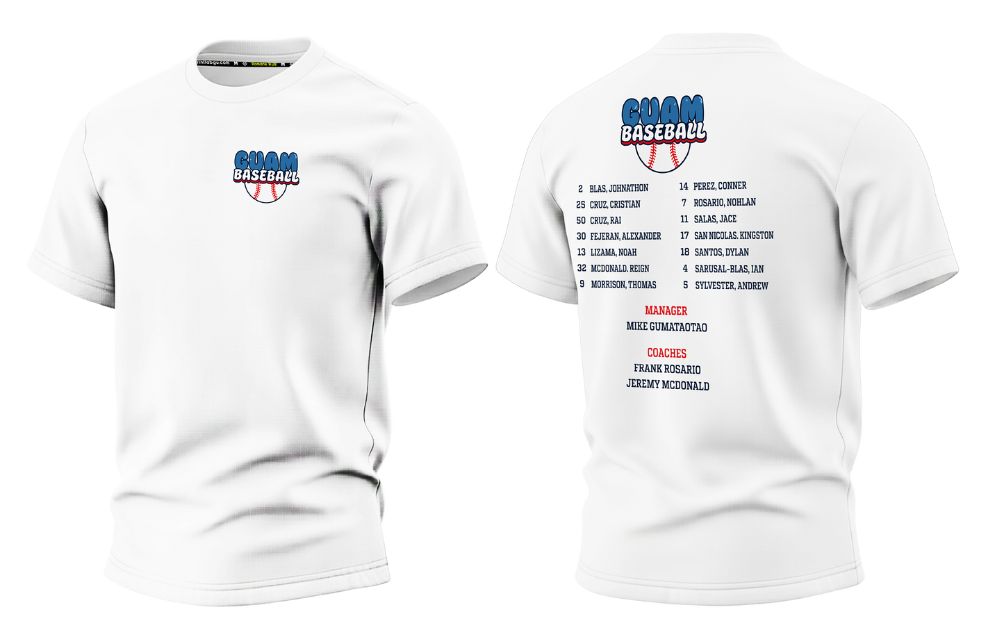 GUAM LITTLE LEAGUE Sublimated Men's T-shirt (Rosters - White)