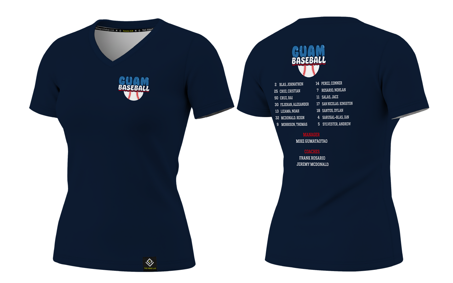 GUAM LITTLE LEAGUE Sublimated Women's T-shirt (Rosters - Navy Blue)