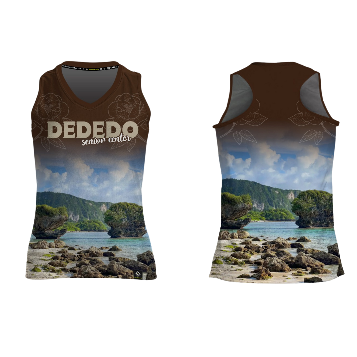 DEDEDO Sublimated Women's Racerback Senior Center (Beige)