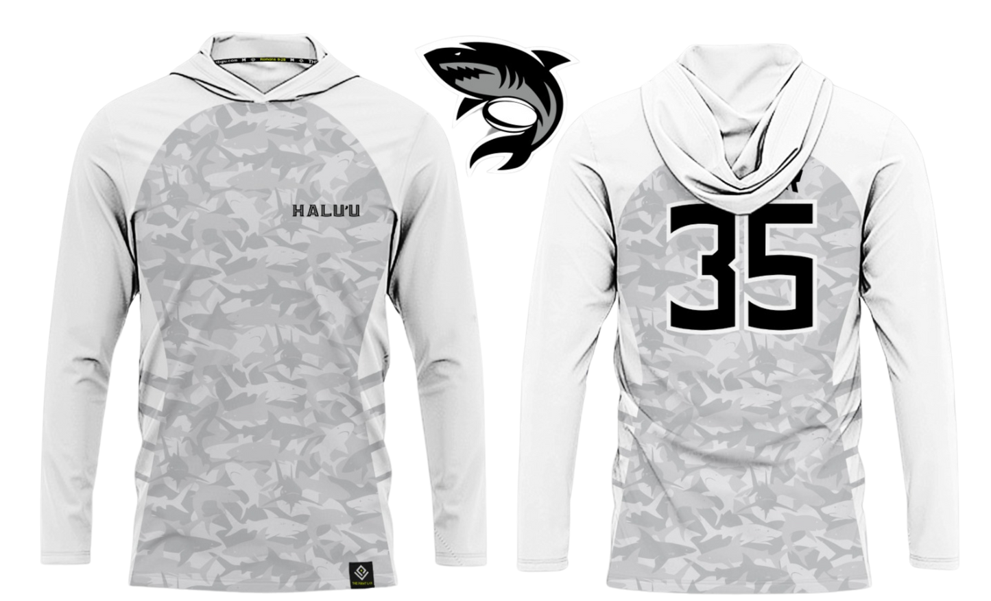 HALU'LU - SSHS RUGBY Sublimated Men's Long Sleeve with Hood (White)
