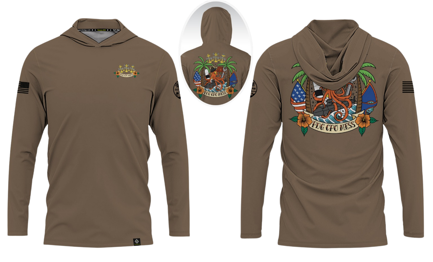 USN PDG CPO MESS Sublimated Men's Long Sleeve with Hood (Coyote Brown)