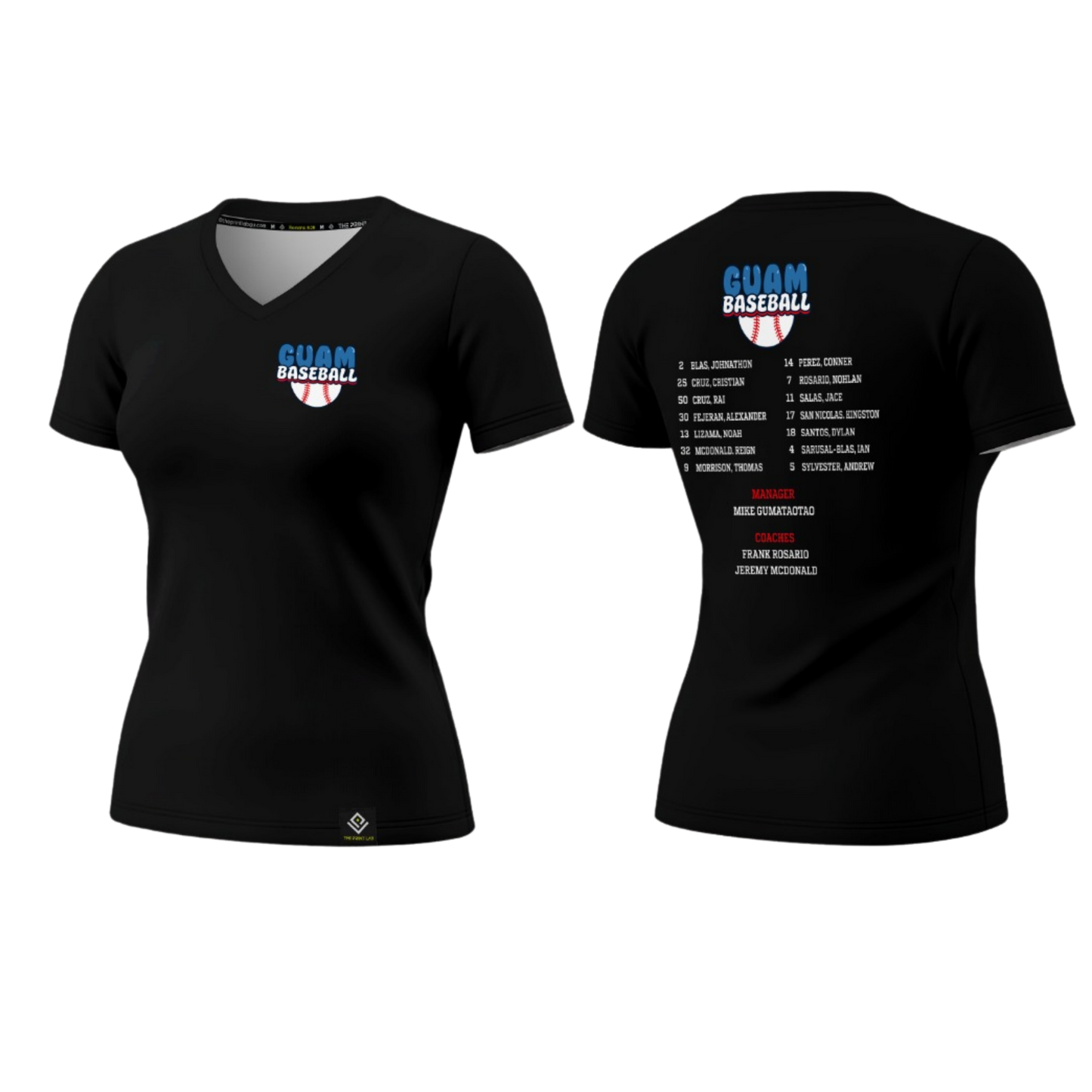 GUAM LITTLE LEAGUE Sublimated Women's T-shirt (Rosters - Black)