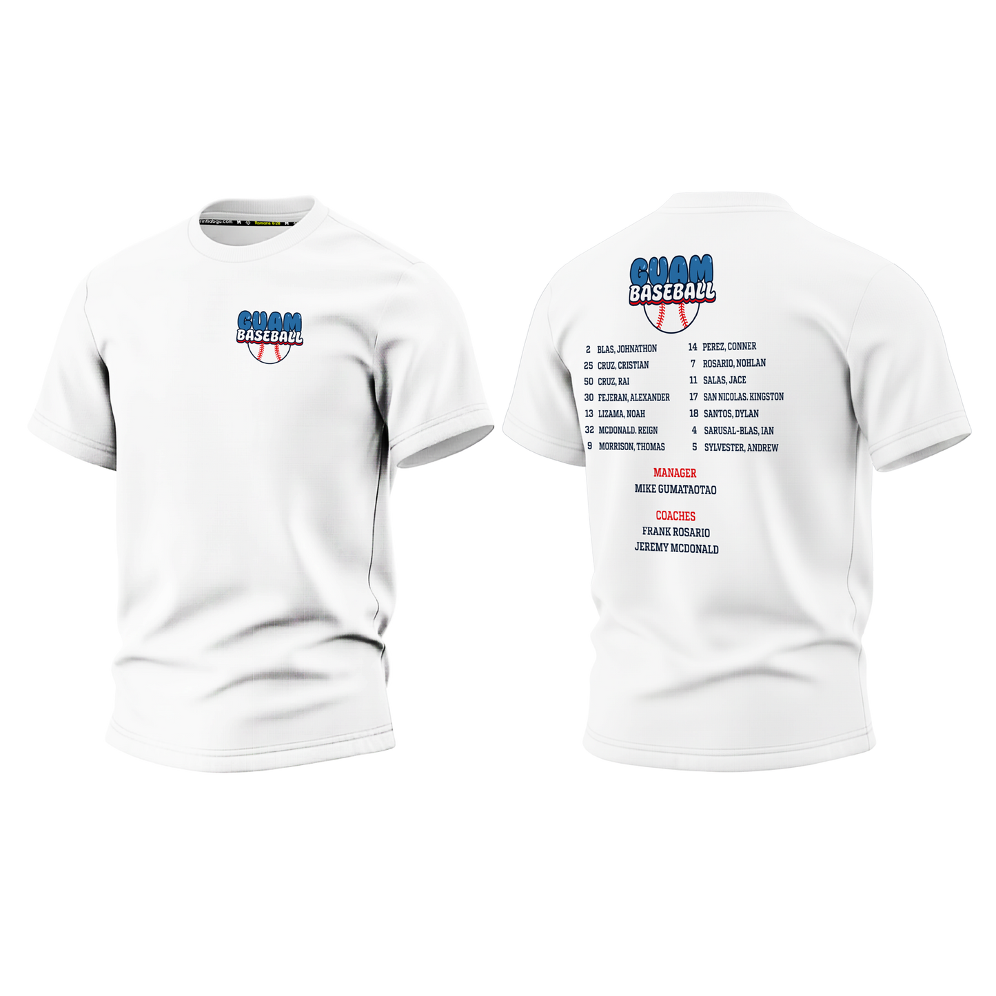 GUAM LITTLE LEAGUE Sublimated Men's T-shirt (Rosters - White)
