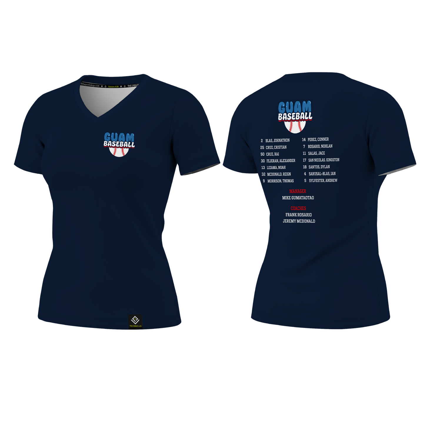 GUAM LITTLE LEAGUE Sublimated Women's T-shirt (Rosters - Navy Blue)