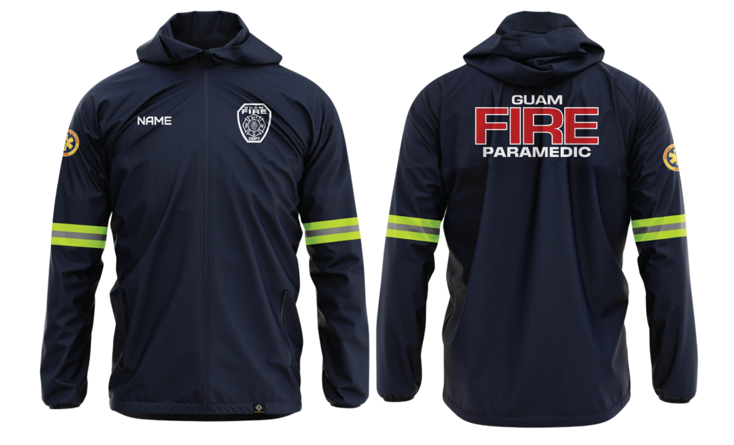 GUAM FIRE PARADEMIC - Sublimated Windbreaker Jacket (With NREMT Logo - Yellow Reflector))