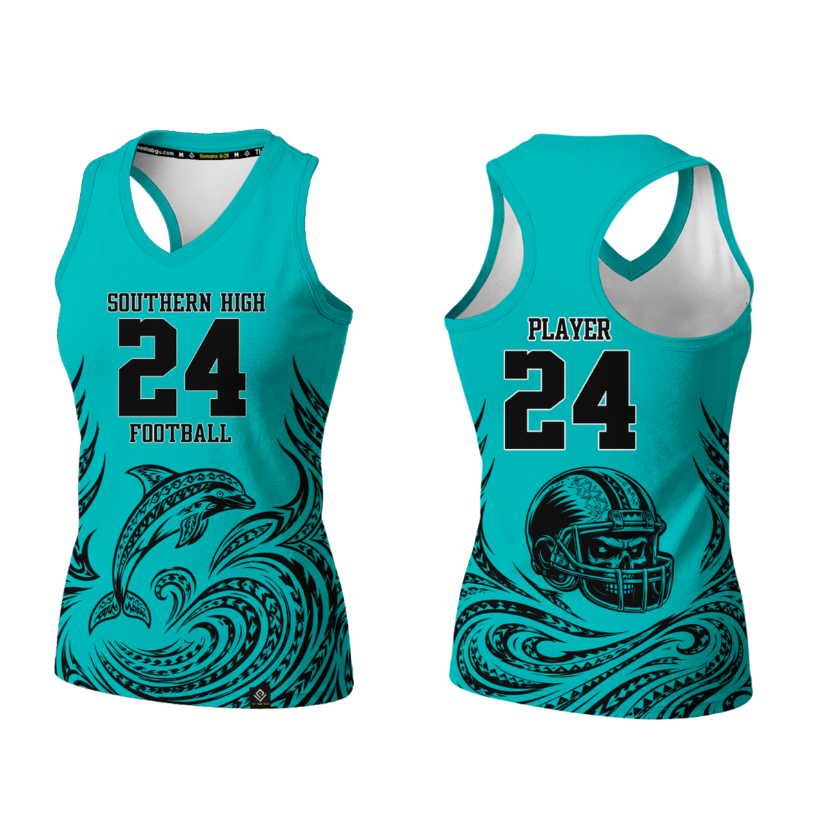 SOUTHERN HIGH FOOTBALL Sublimated Women's Racerback (Teal)