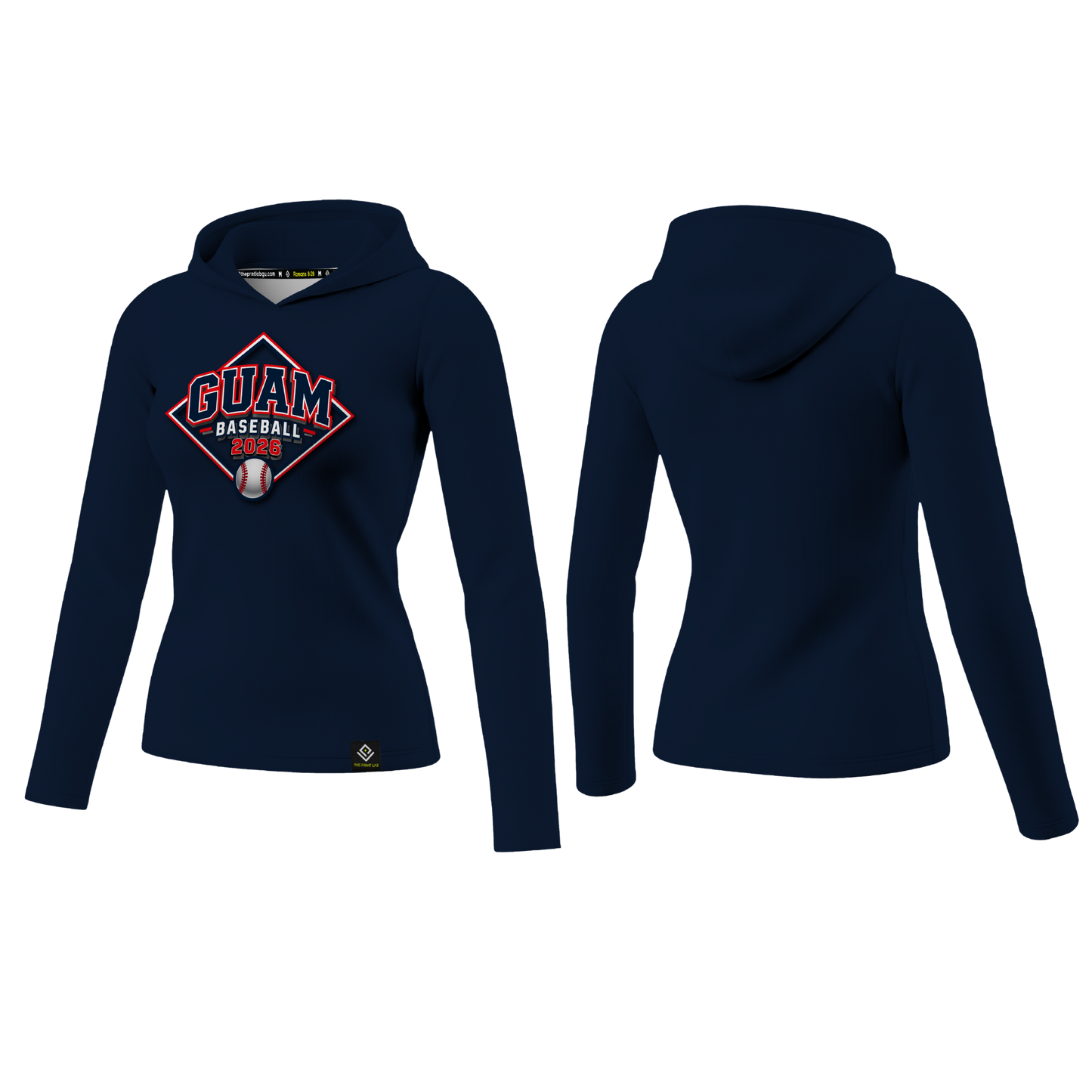GUAM LITTLE LEAGUE Sublimated Women's Long Sleeve with Hood (Front Logo - Blue)