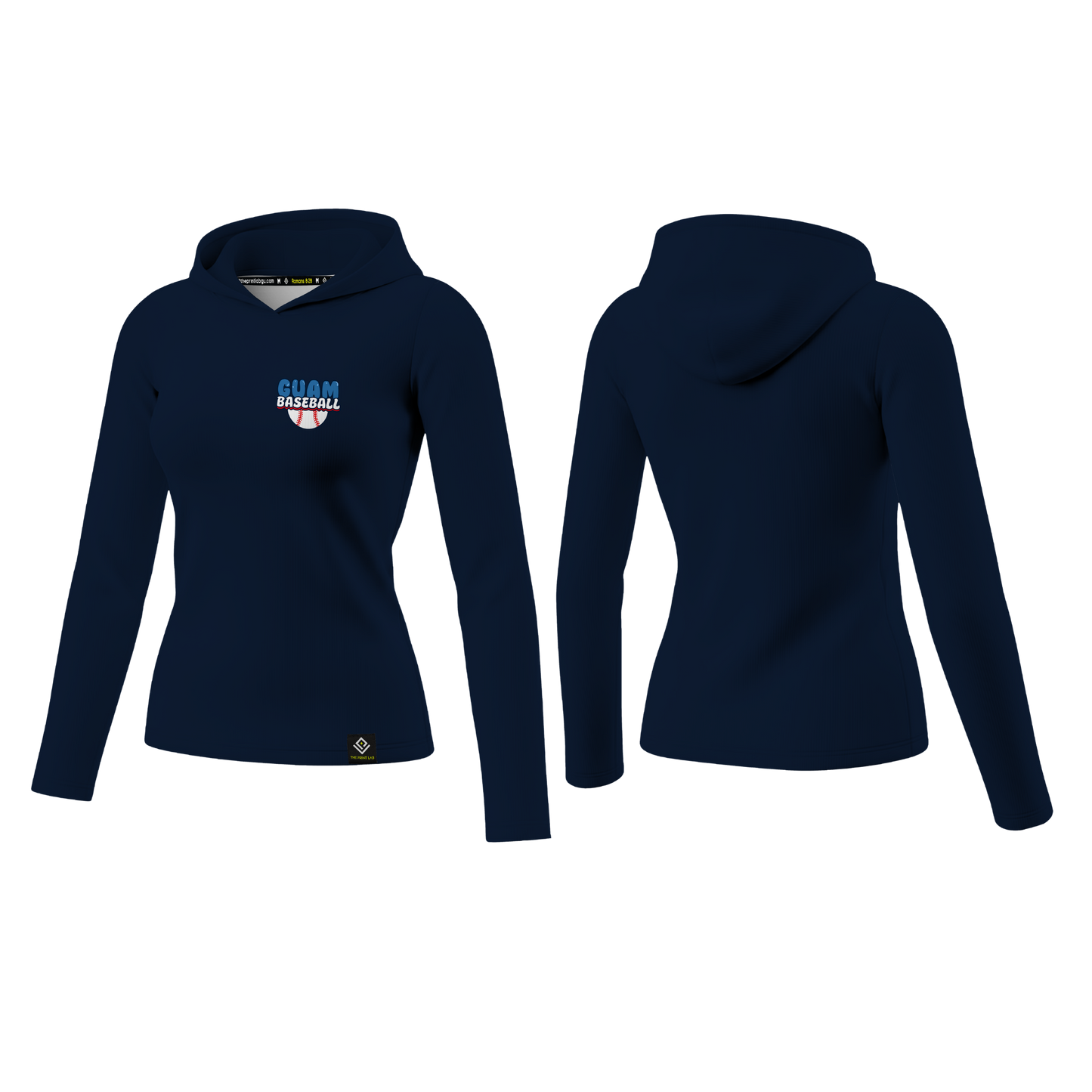 GUAM LITTLE LEAGUE Sublimated Women's Long Sleeve with Hood (Crest Logo - Blue)