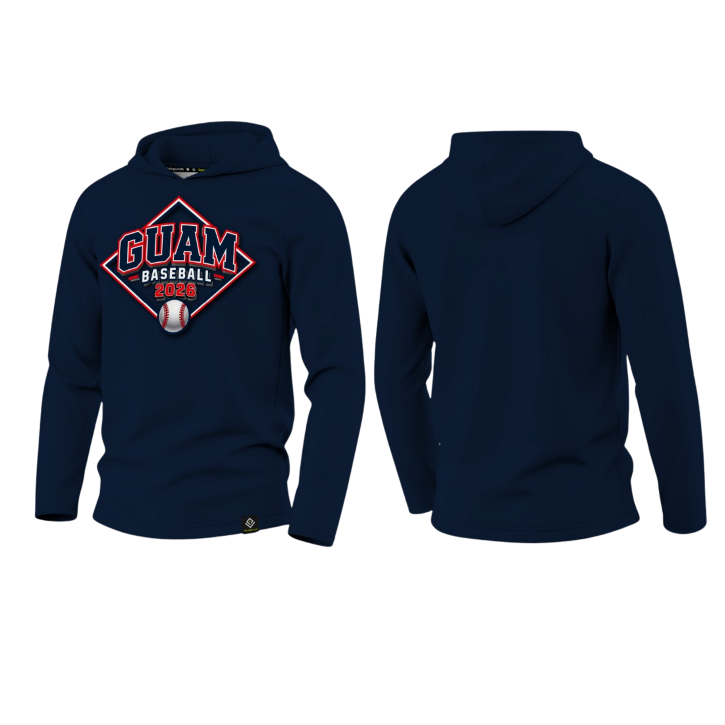 GUAM LITTLE LEAGUE Sublimated Men's Long Sleeve with Hood (Front Logo - Blue)