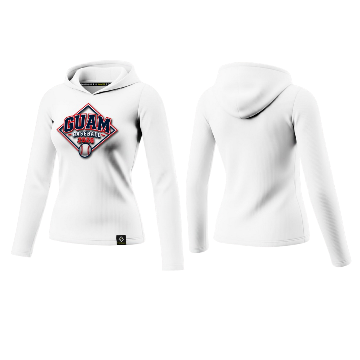 GUAM LITTLE LEAGUE Sublimated Women's Long Sleeve with Hood (Front Logo - White)