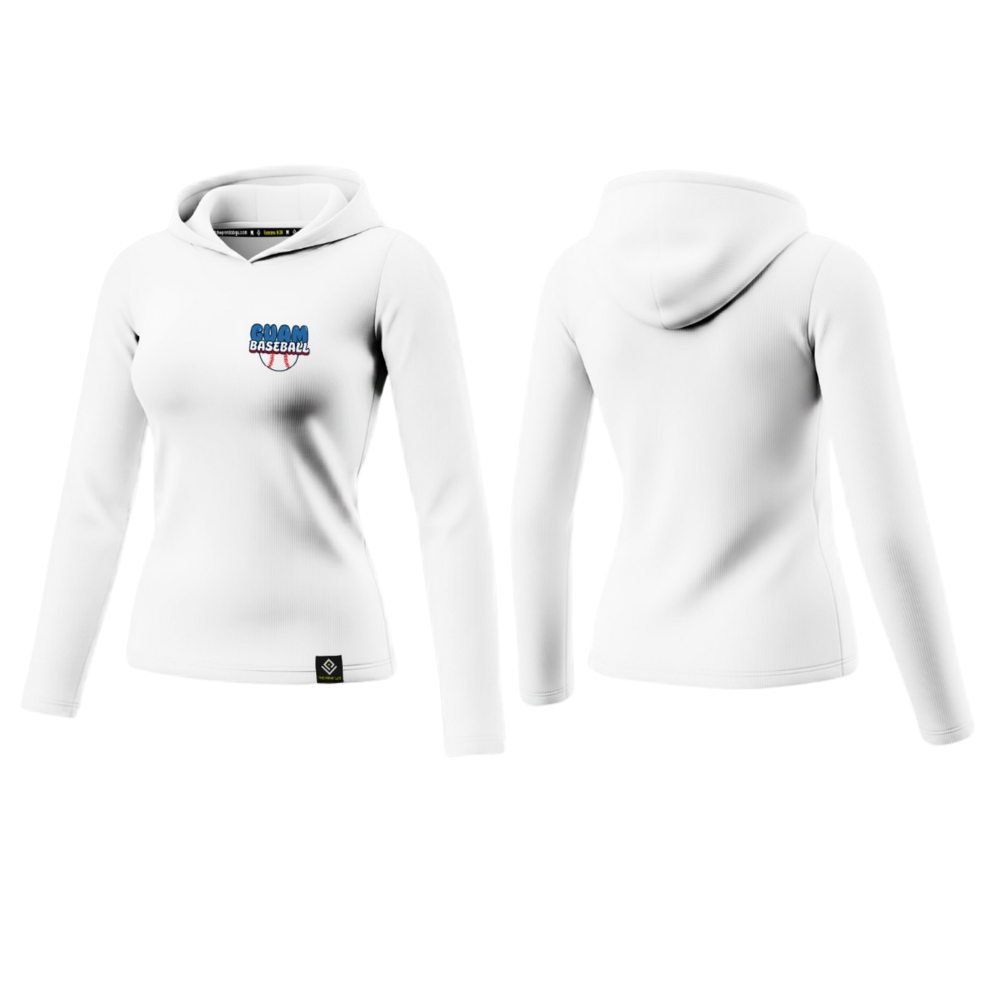 GUAM LITTLE LEAGUE Sublimated Women's Long Sleeve with Hood (Crest Logo - White)