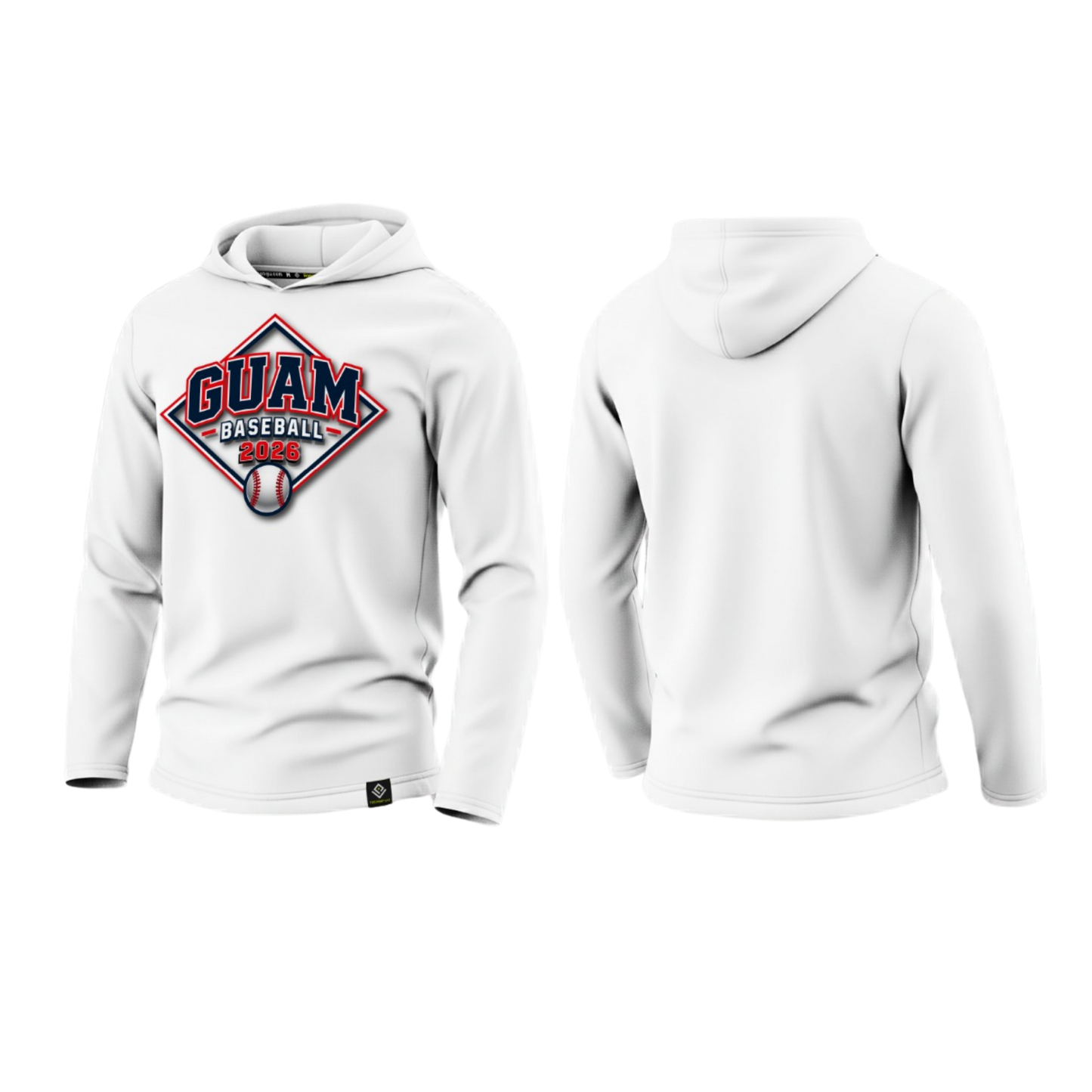 GUAM LITTLE LEAGUE Sublimated Men's Long Sleeve with Hood (Front Logo - White)