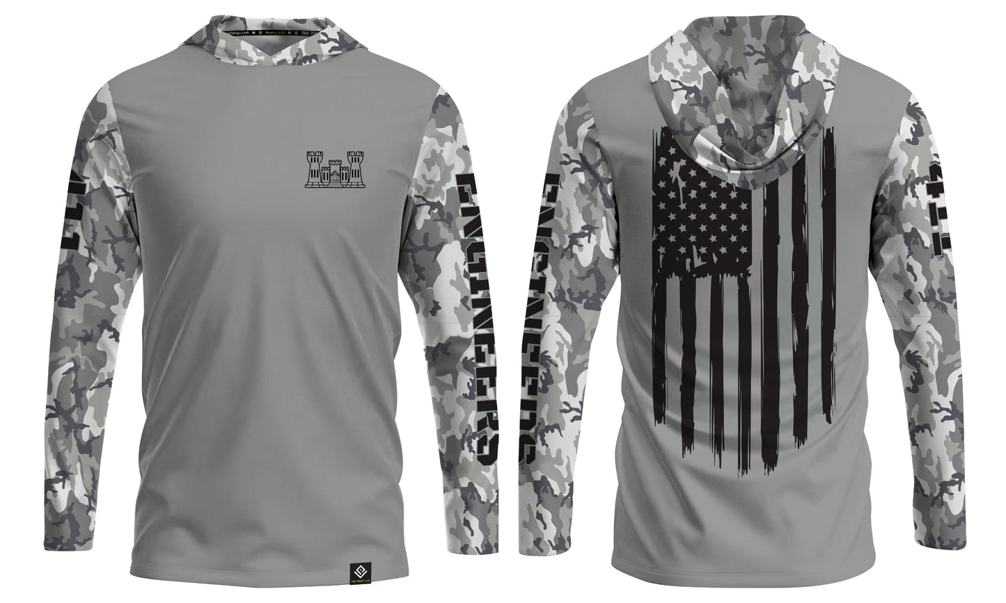 797th ARMY ENGINEERS Sublimated Men's Long Sleeve with Hood