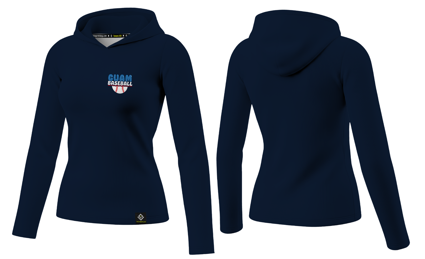 GUAM LITTLE LEAGUE Sublimated Women's Long Sleeve with Hood (Crest Logo - Blue)
