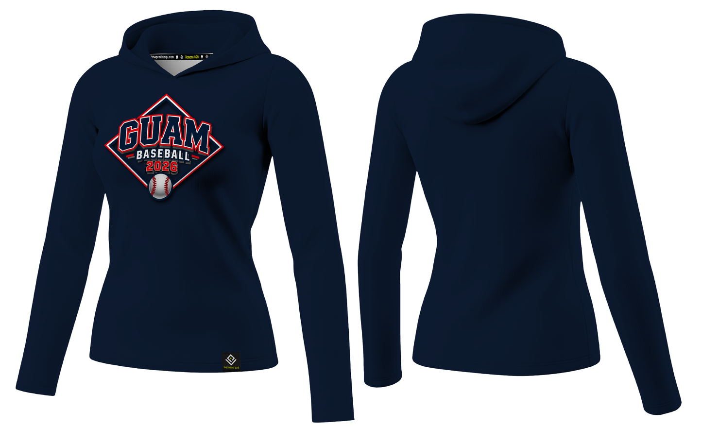 GUAM LITTLE LEAGUE Sublimated Women's Long Sleeve with Hood (Front Logo - Blue)
