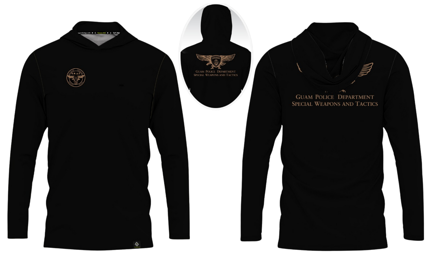 GUAM POLICE DEPT. Sublimated Men's Long Sleeve with Hood (FRONT SWAT K9)